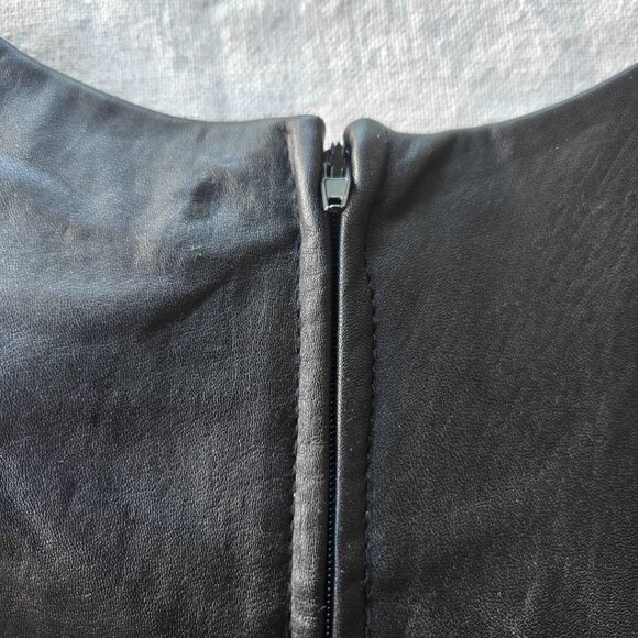 Real Leather Black Dress, Size 4 - Picture 4 of 7